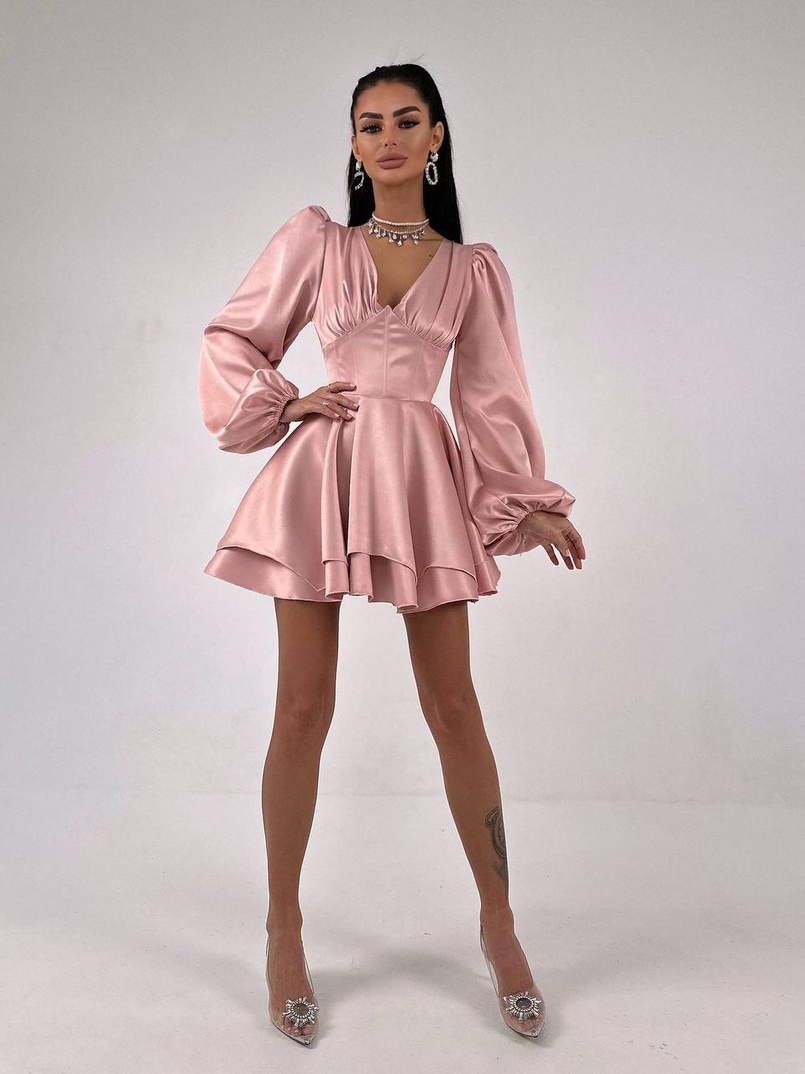 Атласна корсетна сукня  з пишною подвійною спідницею  | PUSHKA SHOP