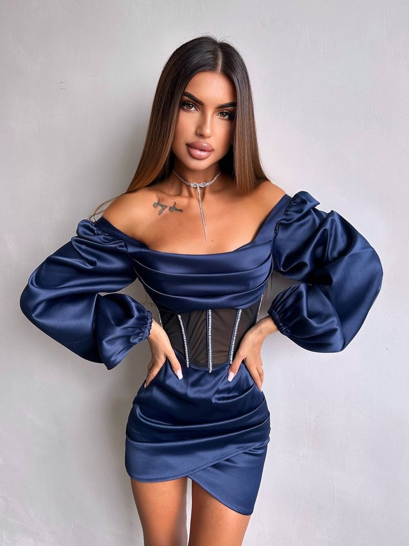 Комплект: корсет, декорований стразами   + спідниця міні з драпіруванням  Комплект: корсет, декорований стразами   + спідниця міні з драпіруванням  | PUSHKA SHOP