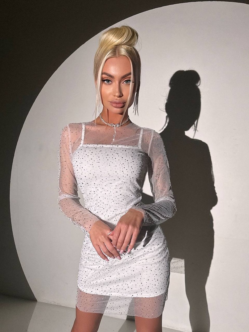 Сукня міні з сяючими стразами | PUSHKA SHOP