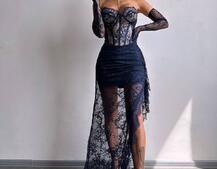 Корсетна сукня максі з рукавичками  | PUSHKA SHOP