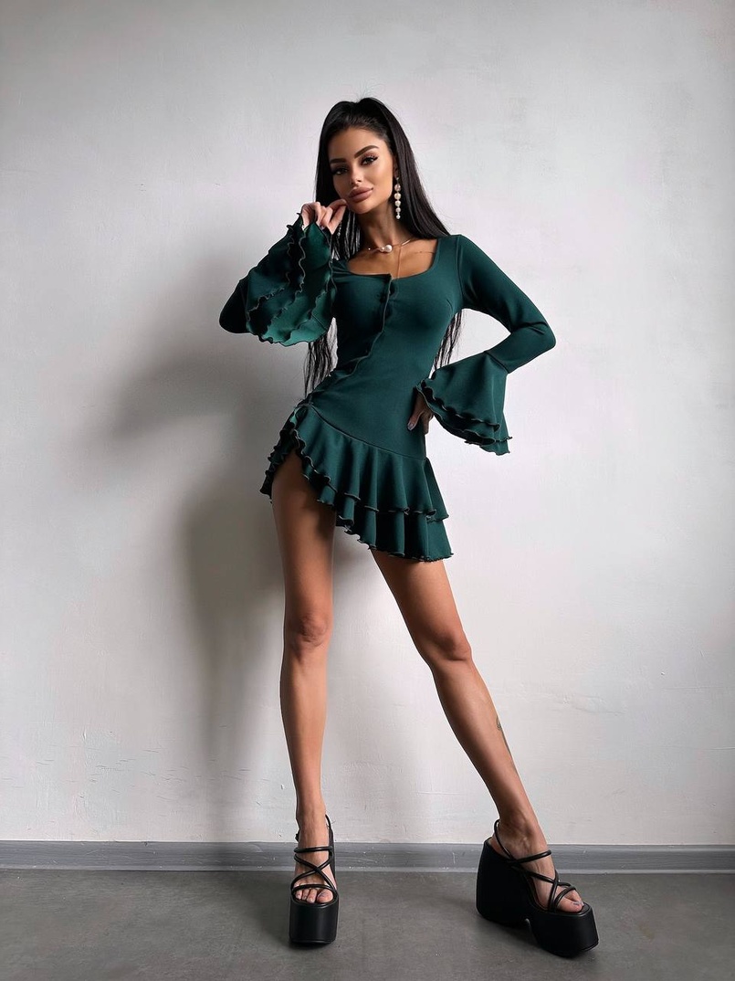 Сукня з з воланами на ґудзиках  Сукня з з воланами на ґудзиках  | PUSHKA SHOP