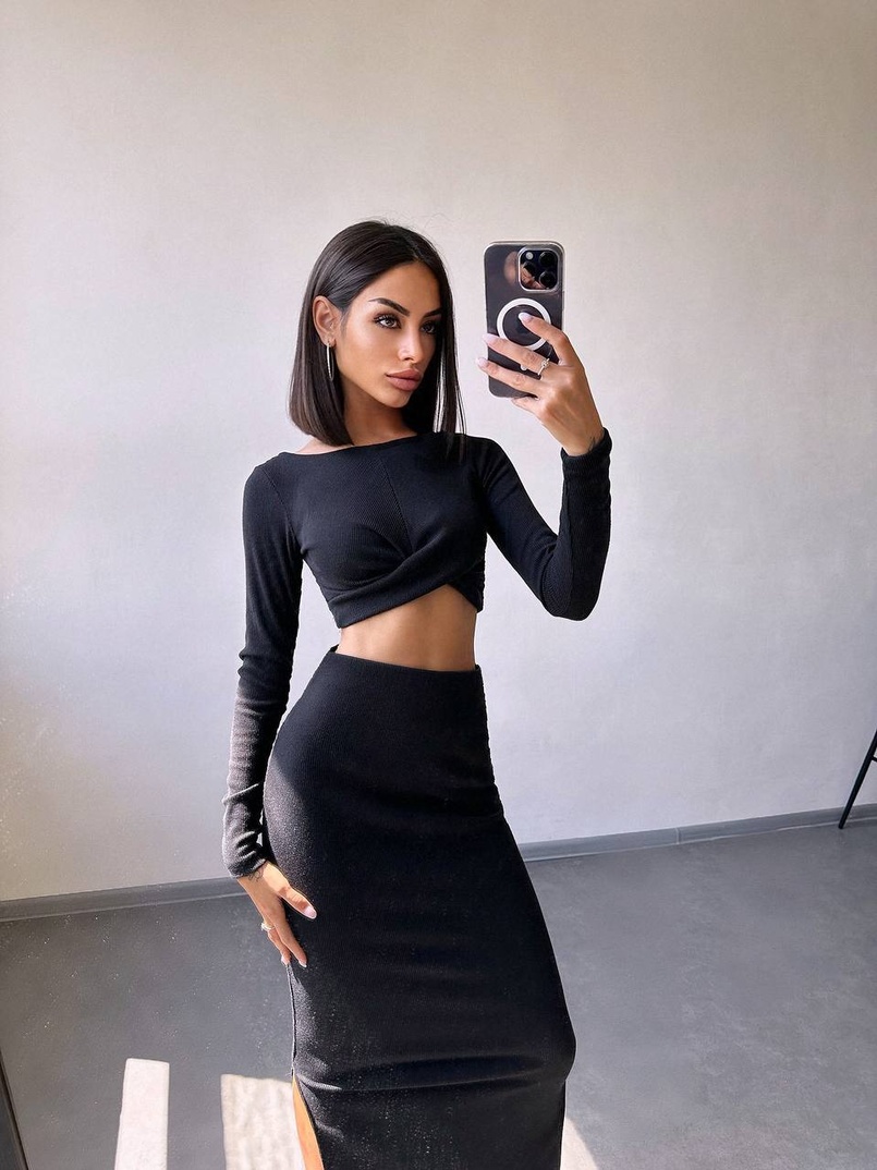 Комплект: топ + спідниця с розрізами  Комплект: топ + спідниця с розрізами  | PUSHKA SHOP