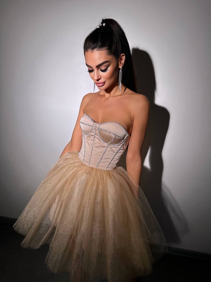 Комплект: корсет, декорований стразами  +  пишна фатинова спідниця Комплект: корсет, декорований стразами  +  пишна фатинова спідниця | PUSHKA SHOP