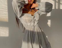 Блискуча сукня з оборками та чашками з ефектом push up Блискуча сукня з оборками та чашками з ефектом push up | PUSHKA SHOP