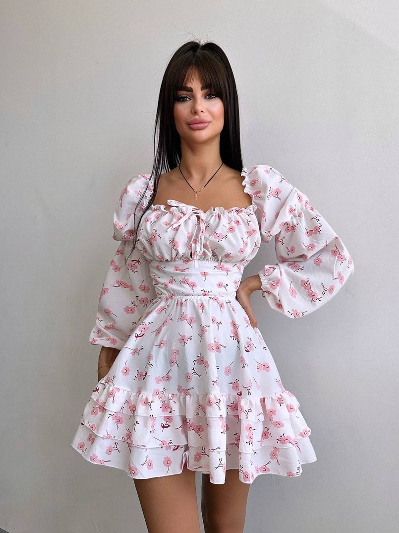 Квіткова сукня з воланами та шнуровкою по спинці | PUSHKA SHOP