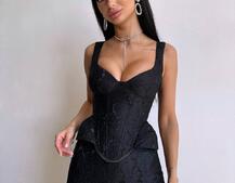 Вишуканий комплект із мереживного корсета та спідниці міді  | PUSHKA SHOP