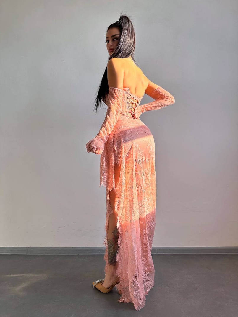 Мереживна сукня максі з рукавичками  | PUSHKA SHOP