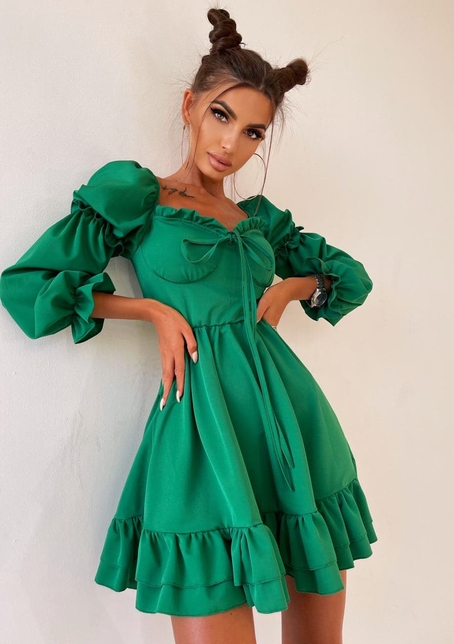 Платье с чашечками и пышной юбкой с оборками   Платье с чашечками и пышной юбкой с оборками   | PUSHKA SHOP