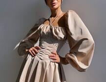 Сукня з корсетом, декорованим бахромою зі страз Ручна робота  Сукня з корсетом, декорованим бахромою зі страз Ручна робота  | PUSHKA SHOP