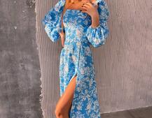 Улюблена сукня-міді зі шнурівкою на спинці та розрізом на ніжці Улюблена сукня-міді зі шнурівкою на спинці та розрізом на ніжці | PUSHKA SHOP