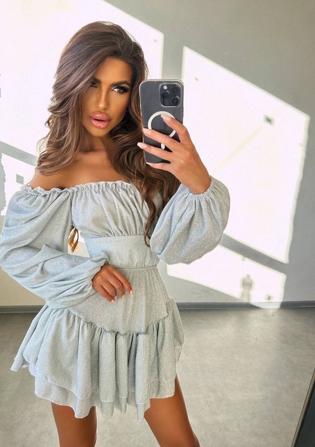 Блискуча сукня з воланами та шнурівкою на спинці | PUSHKA SHOP