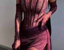 Мереживна сукня максі з рукавичками  | PUSHKA SHOP