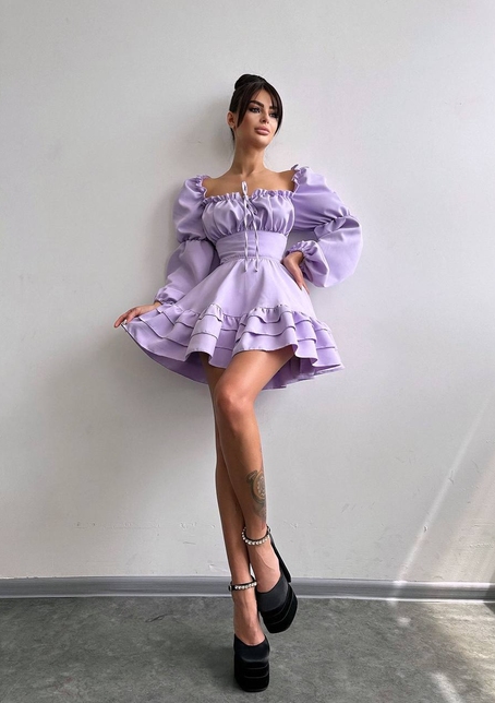 Сукня з воланами та шнурівкою  по спинці | PUSHKA SHOP