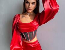 Комплект: корсет, декорований стразами   + спідниця міні з драпіруванням  Комплект: корсет, декорований стразами   + спідниця міні з драпіруванням  | PUSHKA SHOP