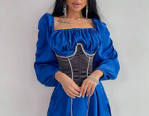 Приталена сукня з шовку  + корсет декорований стразами  Ручна робота  Приталена сукня з шовку  + корсет декорований стразами  Ручна робота  | PUSHKA SHOP