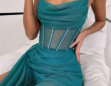 Комплект: корсет декорований стразами + спідниця максі  Комплект: корсет декорований стразами + спідниця максі  | PUSHKA SHOP