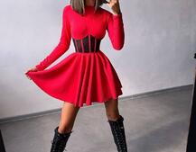 Приталена сукня з корсетною вставкою та спідницею-сонцем | PUSHKA SHOP