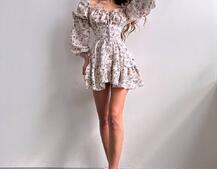 Сукня з квітковим принтом з воланами на ґудзиках  | PUSHKA SHOP