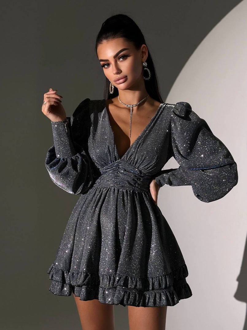 Сукня із пишною подвійною спідницею та драпіруванням  | PUSHKA SHOP