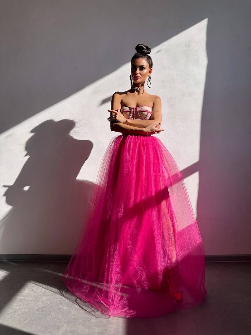 Комплект: корсет бюстьє декорований стразами + пишна спідниця максі  Ручна робота  | PUSHKA SHOP