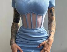 Сукня-міні  з елементами корсету  Довжину спідниці можна регулювати  | PUSHKA SHOP