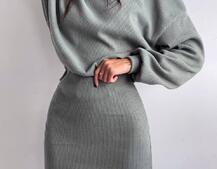 Костюм із теплого трикотажу-рубчика: светр + спідниця Костюм із теплого трикотажу-рубчика: светр + спідниця | PUSHKA SHOP