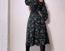 Сукня міді з розрізом в квітковий принт + прозорий корсет  Сукня міді з розрізом в квітковий принт + прозорий корсет  | PUSHKA SHOP