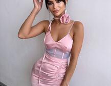 Сукня - міні з драпіруванням та трояндою-чокером | PUSHKA SHOP