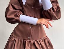 Котонова сукня з рюшами на гудзиках зі шнурівкою на спинці Котонова сукня з рюшами на гудзиках зі шнурівкою на спинці | PUSHKA SHOP