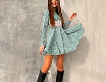 Приталена сукня з корсетною вставкою та спідницею-сонцем | PUSHKA SHOP