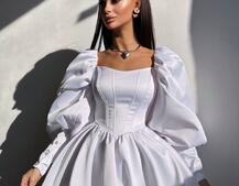 Сукня з обʼємними рукавами та спідницею балоном  Сукня з обʼємними рукавами та спідницею балоном  | PUSHKA SHOP