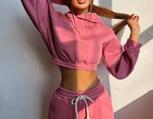 Базовий костюм на флісі з об'ємними капюшоном Базовий костюм на флісі з об'ємними капюшоном | PUSHKA SHOP