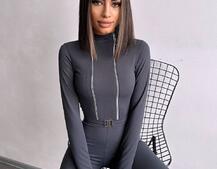 Облягаючий комбінезон з двома змійками та застібкою на талії Облягаючий комбінезон з двома змійками та застібкою на талії | PUSHKA SHOP