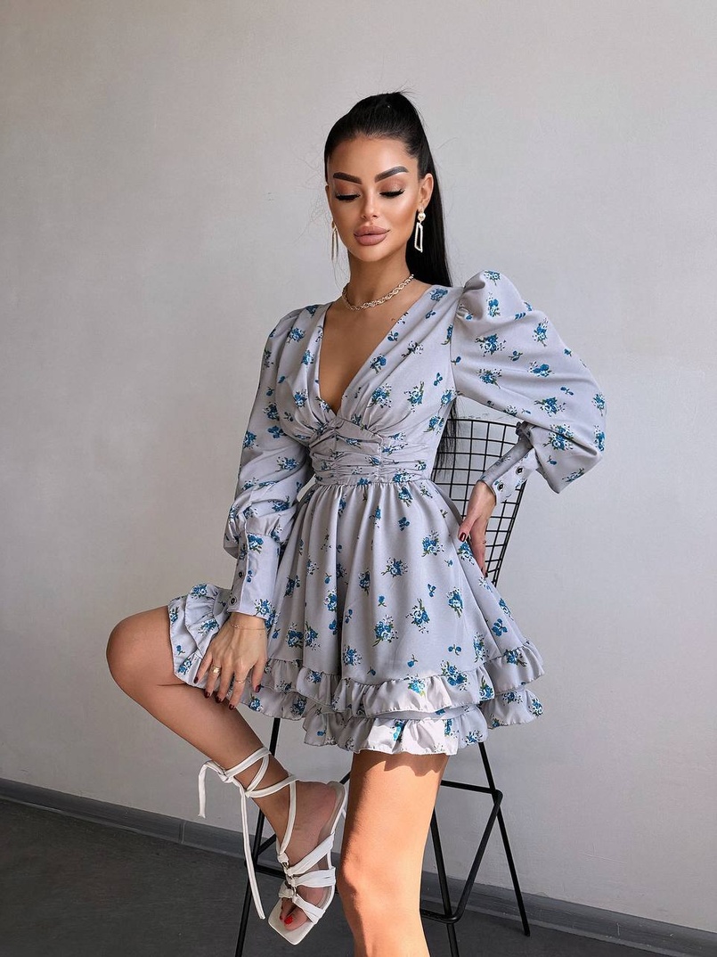 Сукня міні з пишною спідницею та драпіруванням на талії Сукня міні з пишною спідницею та драпіруванням на талії | PUSHKA SHOP