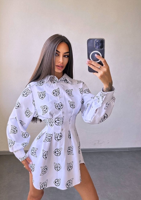 Приталена сорочка з принтом | PUSHKA SHOP