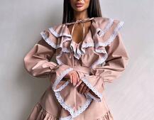 Котонова сукня декорована мереживом    Котонова сукня декорована мереживом    | PUSHKA SHOP