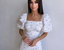 Сукня -міді зі шнурівкою на спинці та розрізом на ніжці з принтом  Сукня -міді зі шнурівкою на спинці та розрізом на ніжці з принтом  | PUSHKA SHOP