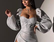 Сяючий комплект: корсет  + спідниця  максі з драпіруванням | PUSHKA SHOP