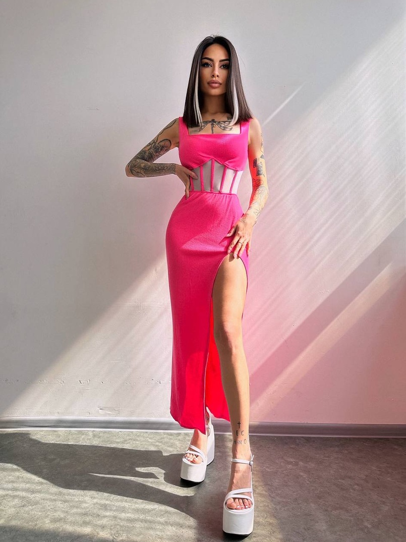 Сукня-міді  з елементами корсету   Сукня-міді  з елементами корсету   | PUSHKA SHOP