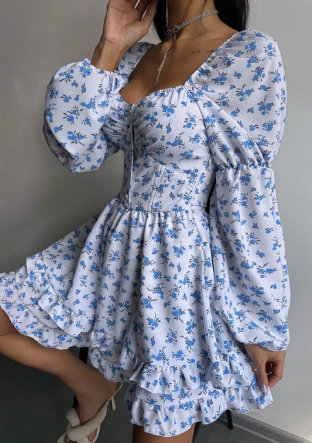 Сукня з квітковим принтом з воланами на ґудзиках  Сукня з квітковим принтом з воланами на ґудзиках  | PUSHKA SHOP