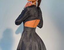 Блискуча сукня міні з відкритою спиною  Блискуча сукня міні з відкритою спиною  | PUSHKA SHOP