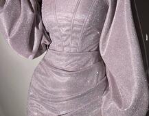 Сяючий комплект: корсет + спідниця міні з драпіруванням  | PUSHKA SHOP