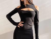 Трикотажне плаття по фігурі зі шнурівкою на ніжці Трикотажне плаття по фігурі зі шнурівкою на ніжці | PUSHKA SHOP