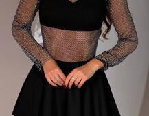 Сукня, декорована сіткою із стразами Сукня, декорована сіткою із стразами | PUSHKA SHOP