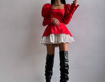 Сукня з об'ємними рукавами + спідниця з воланами Сукня з об'ємними рукавами + спідниця з воланами | PUSHKA SHOP