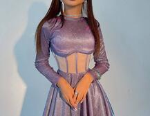 Приталена блискуча сукня з корсетною вставкою та пишною спідницею-сонцем Приталена блискуча сукня з корсетною вставкою та пишною спідницею-сонцем | PUSHKA SHOP