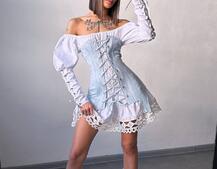 Комплект: сукня декорована мереживом + корсет  Комплект: сукня декорована мереживом + корсет  | PUSHKA SHOP