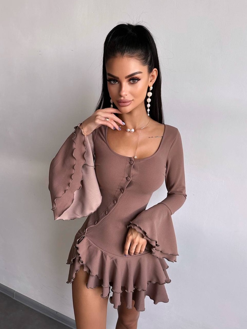 Сукня з з воланами на ґудзиках  Сукня з з воланами на ґудзиках  | PUSHKA SHOP