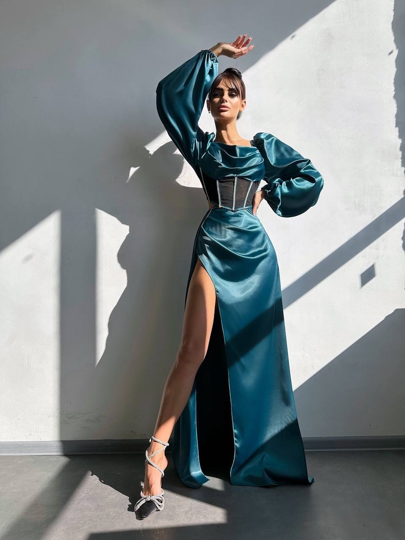 Комплект: корсет, декорований стразами   + спідниця максі з драпіруванням  Комплект: корсет, декорований стразами   + спідниця максі з драпіруванням  | PUSHKA SHOP