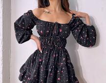 Сукня міні з квітковим принтом  | PUSHKA SHOP